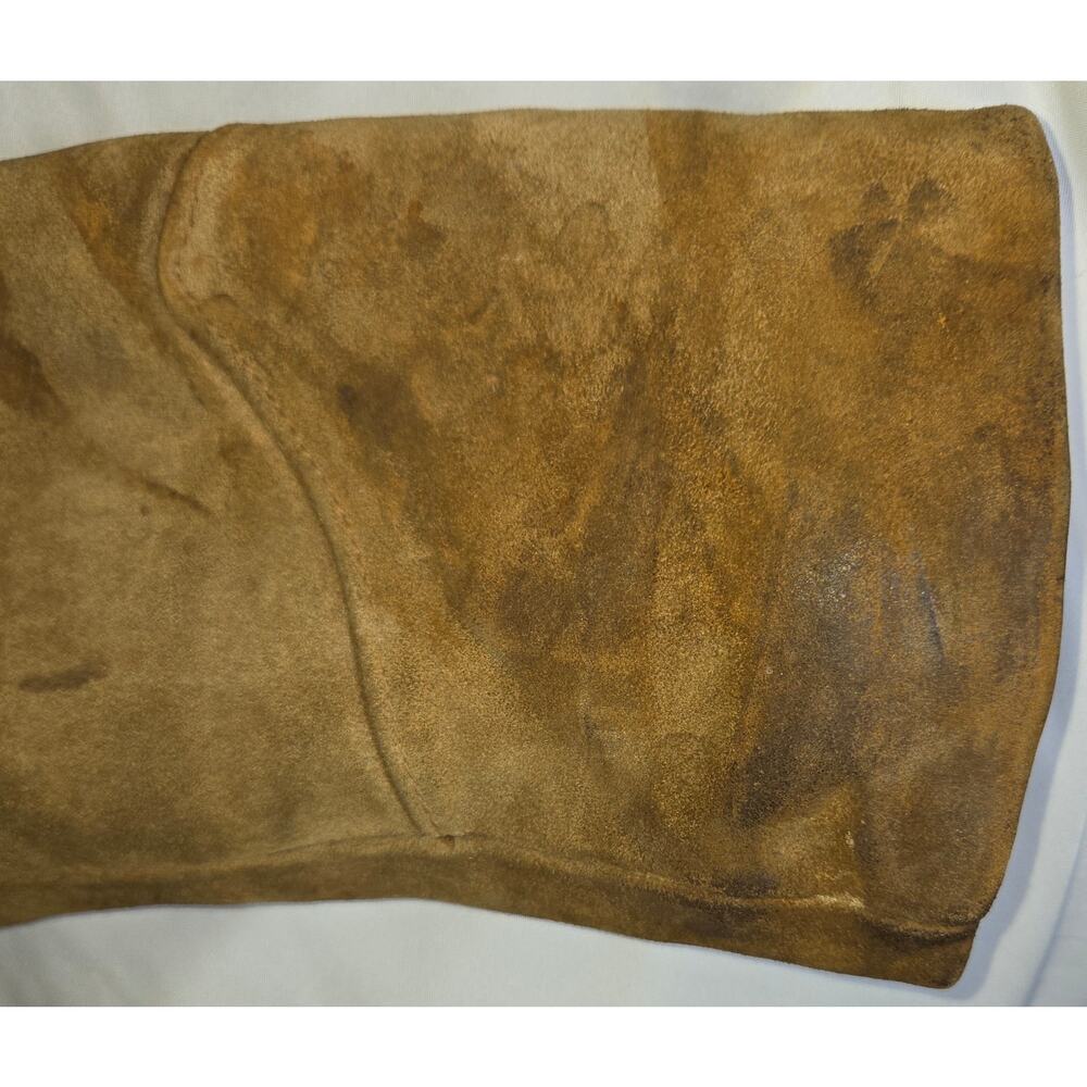 Vintage Distressed Suede Coat Delong Halloween Costume Prop Size 40 Brown - Picture 3 of 16